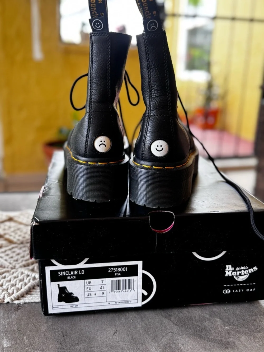 Rare! Dr. Martens + Lazy Oaf Sinclair Black Leather Platform Boots - Picture 3 of 9